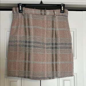 Plaid Mini Skirt in Pink and Gray